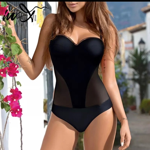 Dive Plus! Hot! 🔥Aqua & Gray One Piece Swimsuit - Picture 2 of 4